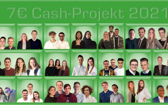 Die 14 Teams des 7€ Cash-Projektes beim virtuellen Start ihrer realen 7€ Cash-Unternehmensprojekte. 